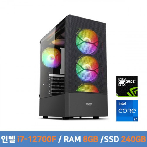 게이밍 조립PC 인텔12세대 i7-12700F RAM8GB SSD240GB GTX1660 케이스 화이트 or 블랙 랜덤 발송 - [이월상품]