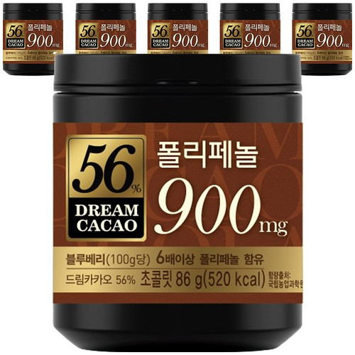 롯데 드림카카오 56% 폴리페놀 초콜릿 86g X 6개