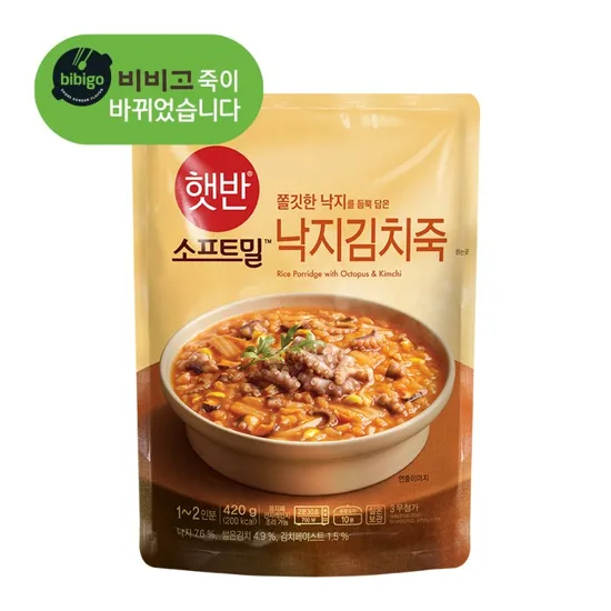 CJ 비비고 햇반소프트밀 낙지김치죽 420g X 2개