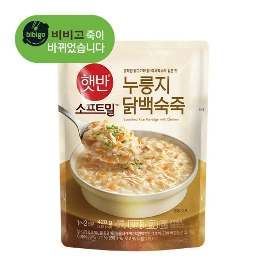 CJ 비비고 햇반소프트밀 누룽지닭백숙죽 420g X 2개