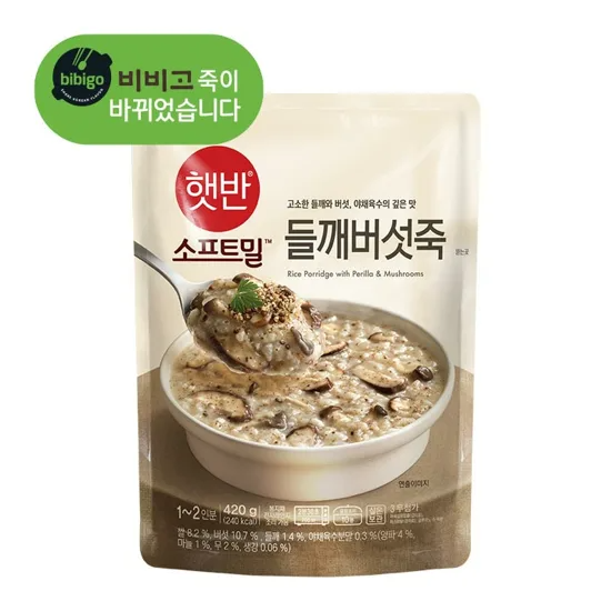 CJ 비비고 햇반소프트밀 들깨버섯죽 420g X 2개