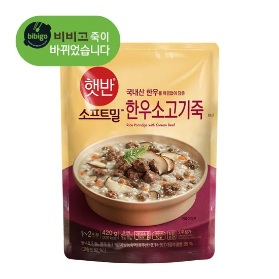 CJ 비비고 햇반소프트밀 한우소고기죽 420g X 2개